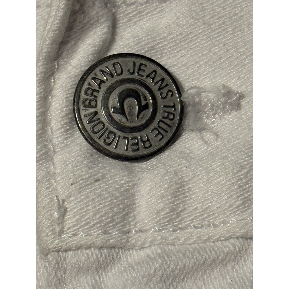 True Religion Ricky White Jeans 40 Relaxed Straight Flap Pocket 32 Inseam USA - Picture 5 of 13